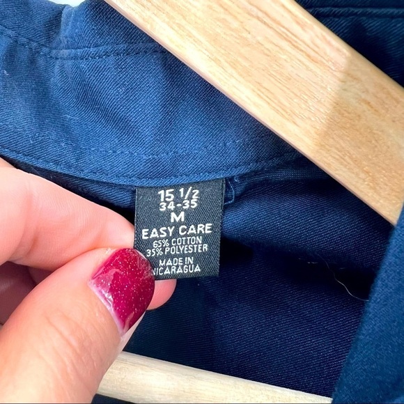 Alfani Stretch Fabric Mens Blue Button-Down long sleeved dress shirt medium - Picture 3 of 5